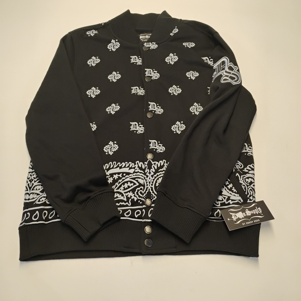 Dogg Supply/Snoop Dogg Women's Small Black White Graphic Btn.Up Varsity Jacket